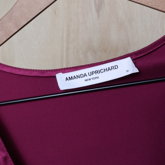 Amanda Uprichard Long‎ Sleeve Silk Roma Midi Dress Aubergine Size Medium *FLAWED - Picture 6 of 6
